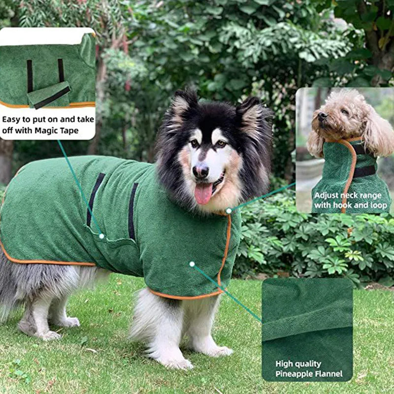 Albornoz de Secado Rápido para Perros y Gatos – Toalla Baño Mascotas