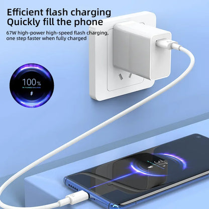 Cargador Ultrarrápido 67W 6A para Xiaomi, Redmi y POCO (Incluye Cable Tipo C)