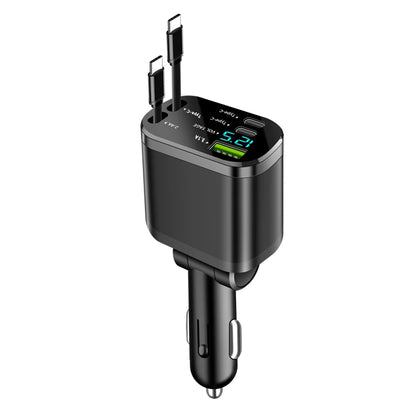 Cargador de Auto 5 en 1 con Cable Retráctil y Carga Rápida PD